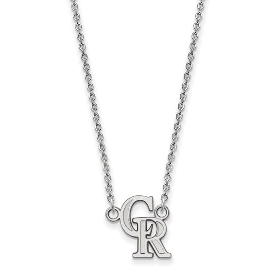 14k White Gold Major League Baseball LogoArt Colorado Rockies C-R Sm. Pendant Necklace