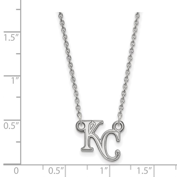 Sterling Silver Rhodium Plated Major League Baseball LogoArt Kansas City Royals K-C Necklace