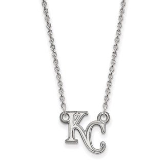 Sterling Silver Rhodium Plated Major League Baseball LogoArt Kansas City Royals K-C Necklace