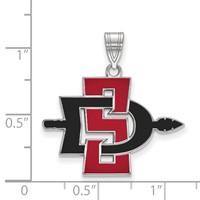 Sterling Silver Rhodium-plated LogoArt San Diego State University Large Enameled Pendant view 2