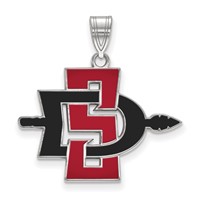 Sterling Silver Rhodium-plated LogoArt San Diego State University Large Enameled Pendant view 1