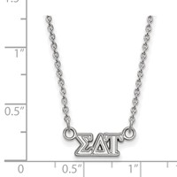 Sterling Silver Rhodium-plated LogoArt Sigma Delta Tau Sorority Greek Letters Extra Small Pendant Necklace, 18" view 2
