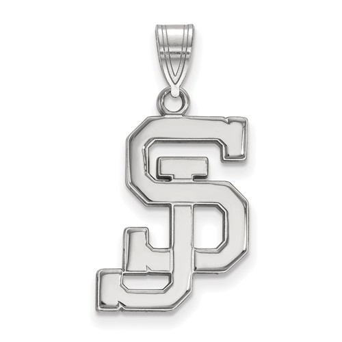 Sterling Silver Rhodium-plated LogoArt San Jose State University S-j Large Pendant