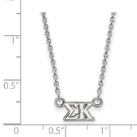 Sterling Silver Rhodium-plated LogoArt Sigma Kappa Sorority Greek Letters Extra Small Pendant Necklace, 18" view 2