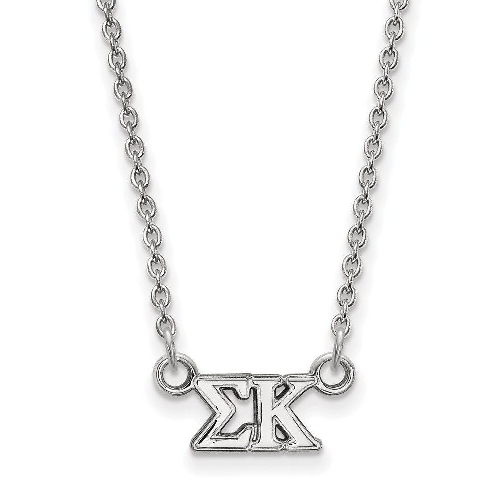 Sterling Silver Rhodium-plated LogoArt Sigma Kappa Sorority Greek Letters Extra Small Pendant Necklace, 18"