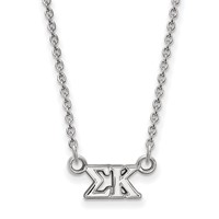 Sterling Silver Rhodium-plated LogoArt Sigma Kappa Sorority Greek Letters Extra Small Pendant Necklace, 18" view 1