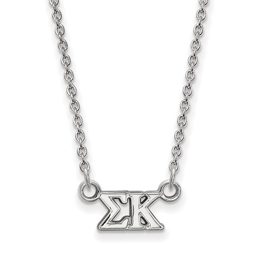 Sterling Silver Rhodium-plated LogoArt Sigma Kappa Sorority Greek Letters Extra Small Pendant Necklace, 18"