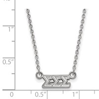 Sterling Silver Rhodium-plated LogoArt Sigma Sigma Sigma Sorority Greek Letters Extra Small Pendant Necklace, 18" view 2