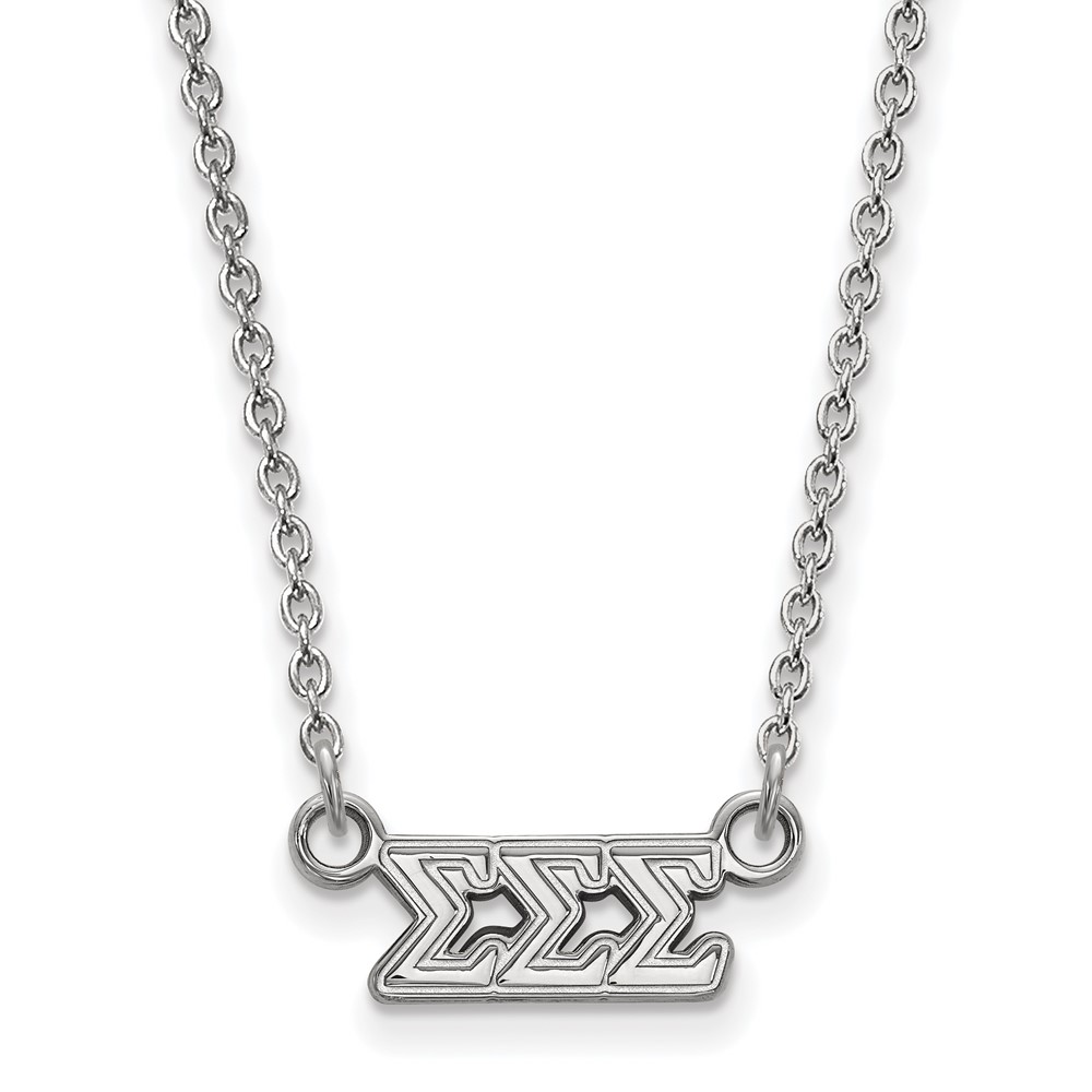 Sterling Silver Rhodium-plated LogoArt Sigma Sigma Sigma Sorority Greek Letters Extra Small Pendant Necklace, 18"