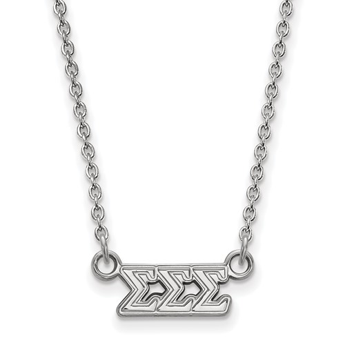Sterling Silver Rhodium-plated LogoArt Sigma Sigma Sigma Sorority Greek Letters Extra Small Pendant Necklace, 18"