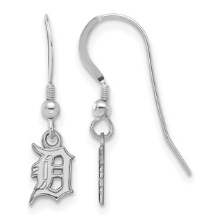Sterling Silver Rhodium Plated Major League Baseball LogoArt Detroit Tigers Letter D Earrings