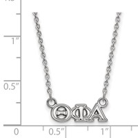 Sterling Silver Rhodium-plated LogoArt Theta Phi Alpha Sorority Greek Letters Extra Small Pendant Necklace, 18" view 2
