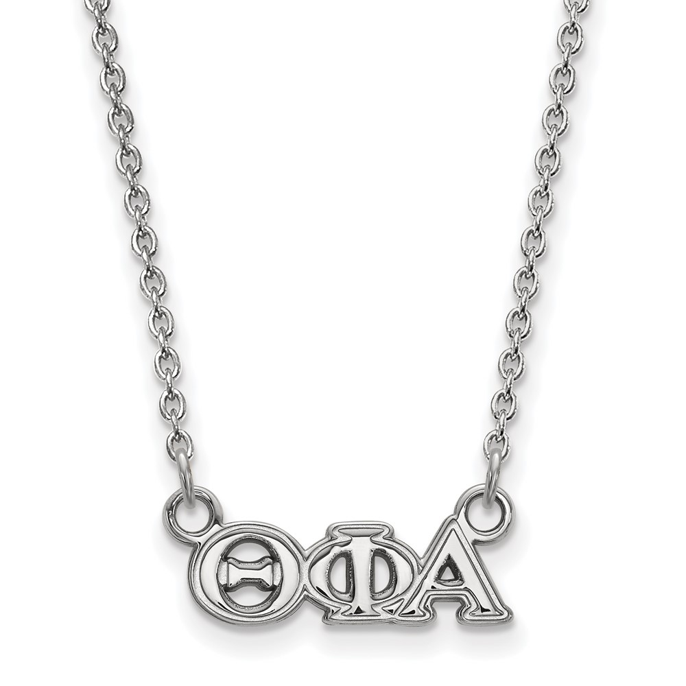 Sterling Silver Rhodium-plated LogoArt Theta Phi Alpha Sorority Greek Letters Extra Small Pendant Necklace, 18"