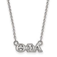 Sterling Silver Rhodium-plated LogoArt Theta Phi Alpha Sorority Greek Letters Extra Small Pendant Necklace, 18" view 1