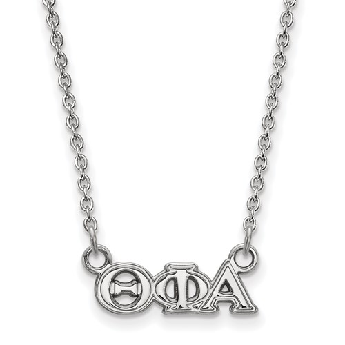 Sterling Silver Rhodium-plated LogoArt Theta Phi Alpha Sorority Greek Letters Extra Small Pendant Necklace, 18"