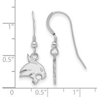 Sterling Silver Rhodium-plated LogoArt Texas State University Bobcat Small Dangle Wire Earrings view 2