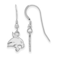 Sterling Silver Rhodium-plated LogoArt Texas State University Bobcat Small Dangle Wire Earrings view 1