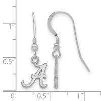 Sterling Silver Rhodium-plated LogoArt University of Alabama Letter a Extra Small Dangle Wire Earrings view 2