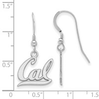 Sterling Silver Rhodium-plated LogoArt University of California Berkeley Small Dangle Wire Earrings view 2