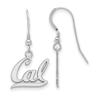 Sterling Silver Rhodium-plated LogoArt University of California Berkeley Small Dangle Wire Earrings view 1