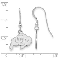 Sterling Silver Rhodium-plated LogoArt University of Colorado Buffalo Small Dangle Wire Earrings view 2