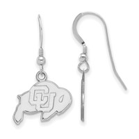 Sterling Silver Rhodium-plated LogoArt University of Colorado Buffalo Small Dangle Wire Earrings view 1