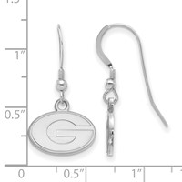 Sterling Silver Rhodium-plated LogoArt University of Georgia Letter G Extra Small Dangle Wire Earrings view 2