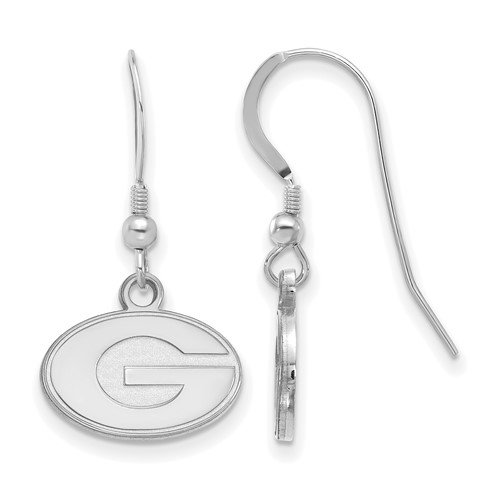Sterling Silver Rhodium-plated LogoArt University of Georgia Letter G Extra Small Dangle Wire Earrings