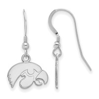 Sterling Silver Rhodium-plated LogoArt University of Iowa Hawk Extra Small Dangle Wire Earrings view 1