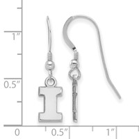 Sterling Silver Rhodium-plated LogoArt University of Illinois Letter I Extra Small Dangle Wire Earrings view 2
