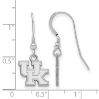 Sterling Silver Rhodium-plated LogoArt University of Kentucky U-k Extra Small Dangle Wire Earrings view 2
