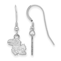 Sterling Silver Rhodium-plated LogoArt University of Kansas Jayhawk Extra Small Dangle Wire Earrings view 1
