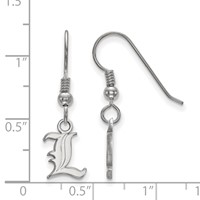 Sterling Silver Rhodium-plated LogoArt University of Louisville Letter L Extra Small Dangle Wire Earrings view 2