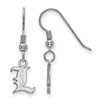 Sterling Silver Rhodium-plated LogoArt University of Louisville Letter L Extra Small Dangle Wire Earrings view 1