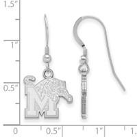 Sterling Silver Rhodium-plated LogoArt University of Memphis Small Dangle Wire Earrings view 2