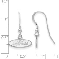 Sterling Silver Rhodium-plated LogoArt University of Mississippi Ole Miss Oval Extra Small Dangle Wire Earrings view 2
