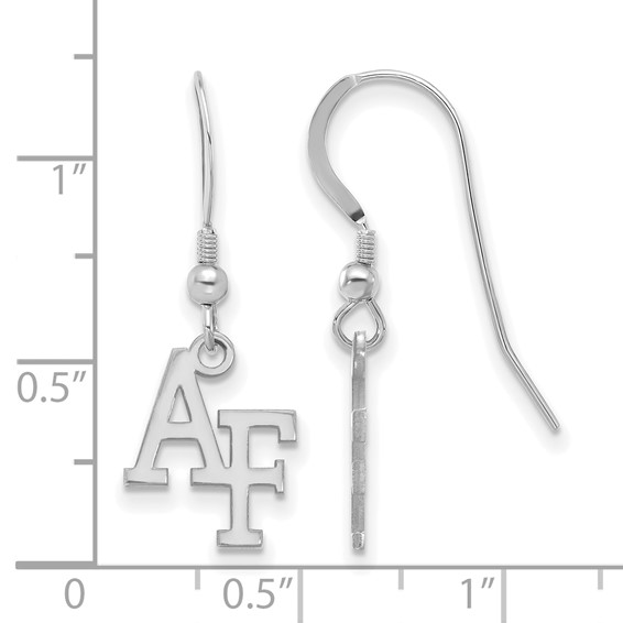 Sterling Silver Rhodium-plated LogoArt United States Air Force Academy A-F Small Dangle Wire Earrings
