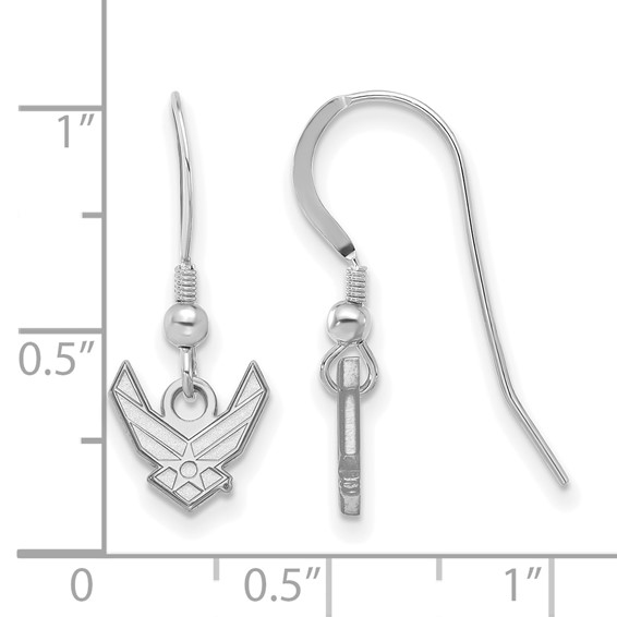 Sterling Silver Rhodium-plated LogoArt U.S. Air Force Extra Small Dangle Wire Earrings