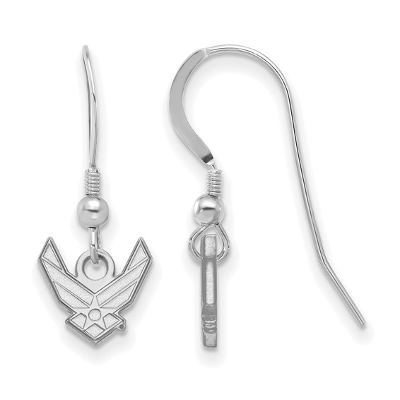 Sterling Silver Rhodium-plated LogoArt U.S. Air Force Extra Small Dangle Wire Earrings