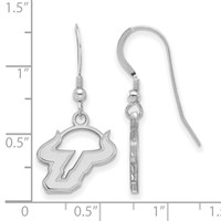 Sterling Silver Rhodium-plated LogoArt University of South Florida Bull Small Dangle Wire Earrings view 2