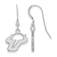 Sterling Silver Rhodium-plated LogoArt University of South Florida Bull Small Dangle Wire Earrings view 1