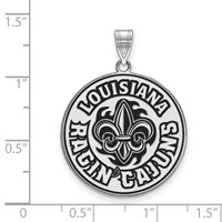 Sterling Silver Rhodium-plated LogoArt University of Louisiana At Lafayette Extra Large Enameled Pendant view 2
