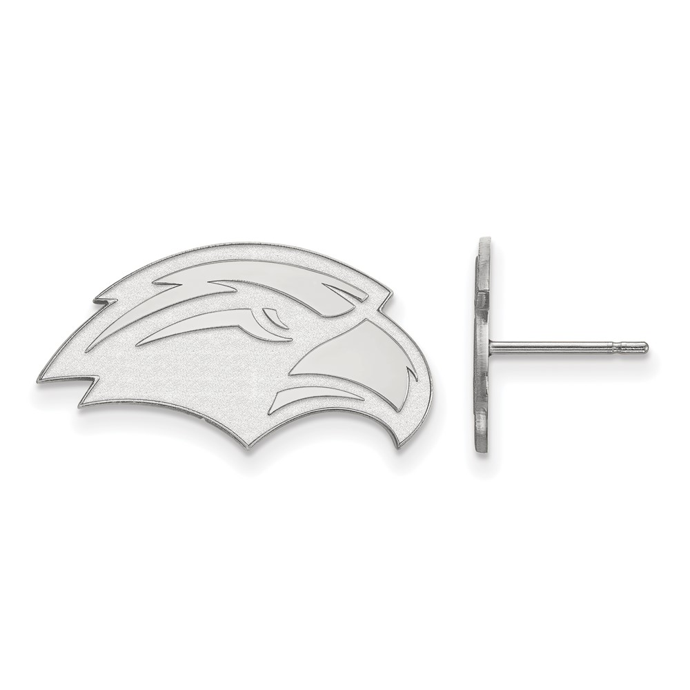 Sterling Silver Rhodium-plated LogoArt University of Southern Mississippi Eagle Small Post Earrings