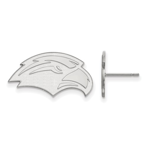Sterling Silver Rhodium-plated LogoArt University of Southern Mississippi Eagle Small Post Earrings