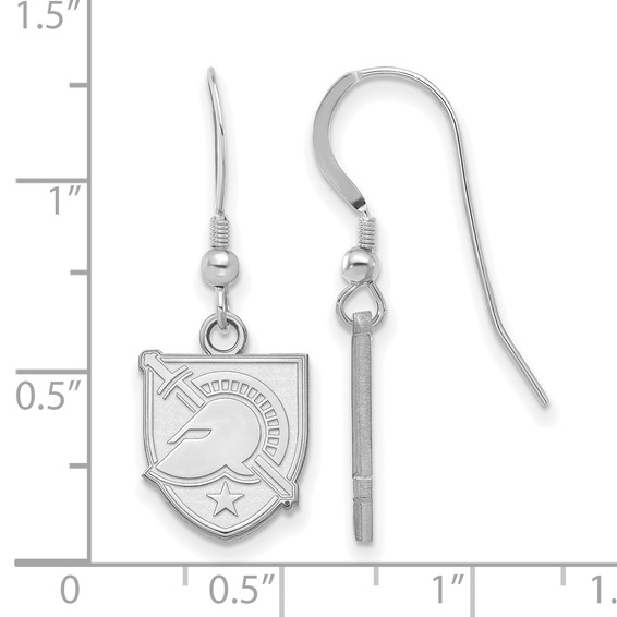 Sterling Silver Rhodium-plated LogoArt U.S. Military Academy Letter A Small Dangle Wire Earrings