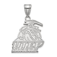 Sterling Silver Rhodium-plated LogoArt University of Texas At El Paso Miners Large Pendant view 1