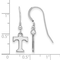 Sterling Silver Rhodium-plated LogoArt University of Tennessee Letter T Extra Small Dangle Wire Earrings view 2