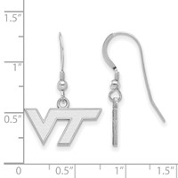 Sterling Silver Rhodium-plated LogoArt Virginia Tech V-t Extra Small Dangle Wire Earrings view 2