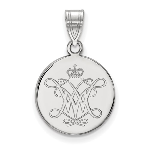 Sterling Silver Rhodium-plated LogoArt College of William and Mary Medium Disc Pendant