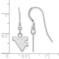 Sterling Silver Rhodium-plated LogoArt West Virginia University W-v Extra Small Dangle Wire Earrings view 2